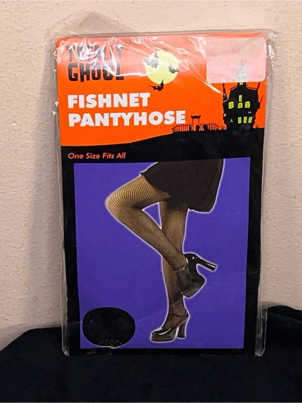 Vintage 90s Totally Ghoul Black Fishnet Stockings Pantyhose New NWT Goth Pinup